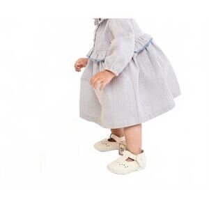 NEW OSO & ME girls' hannah baby dress in indigo linen stripe